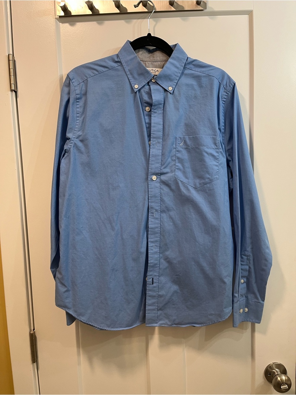 Nautica Men’s Button-Down Dress Shirt in Sky Blue
